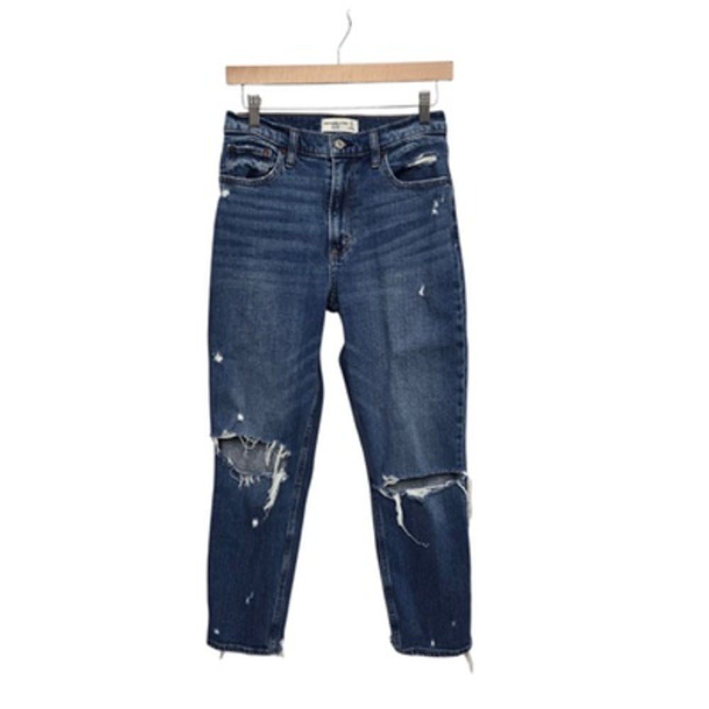 Abercrombie & Fitch Jeans Womens 27 The Mom High Rise Distressed Raw Hem Ripped
